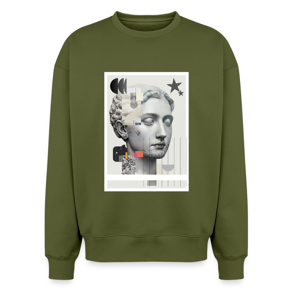 Oversized Heavyweight Unisex Sweatshirt ABSTRACT - khaki