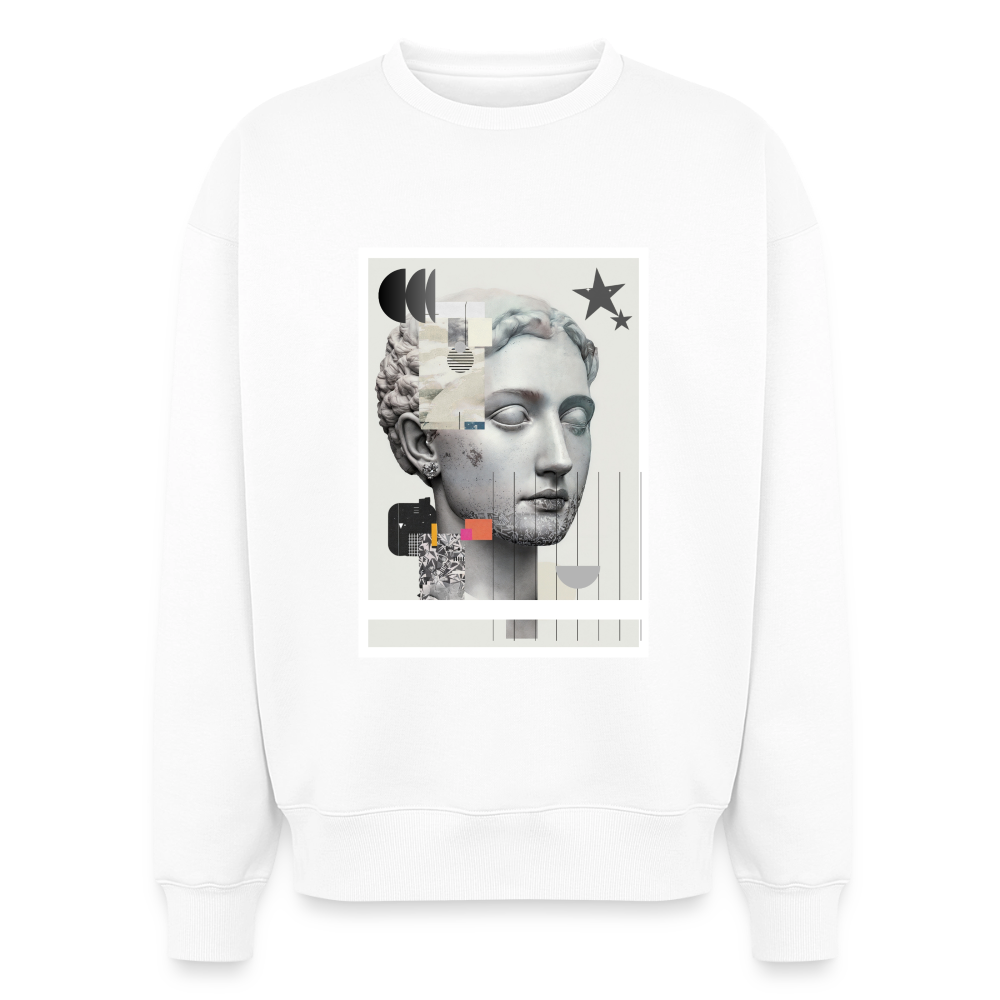 Oversized Heavyweight Unisex Sweatshirt ABSTRACT - white