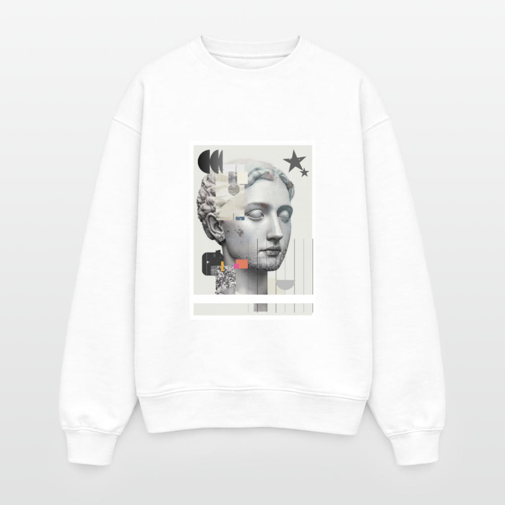 Oversized Heavyweight Unisex Sweatshirt ABSTRACT - white