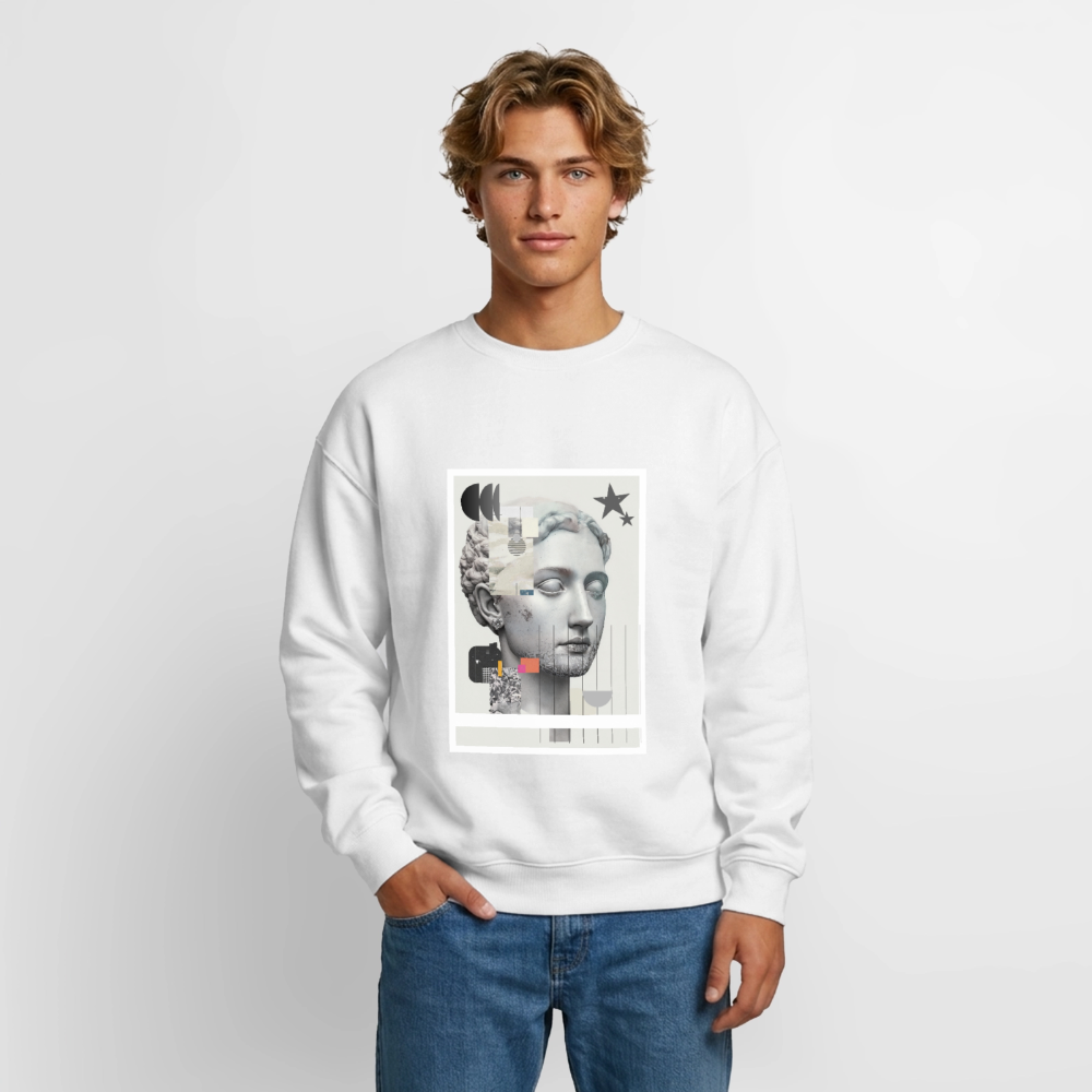 Oversized Heavyweight Unisex Sweatshirt ABSTRACT - white