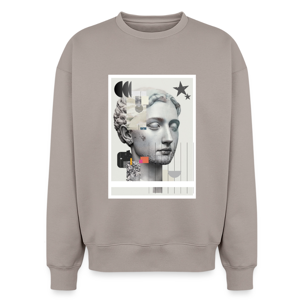 Oversized Heavyweight Unisex Sweatshirt ABSTRACT - taupe