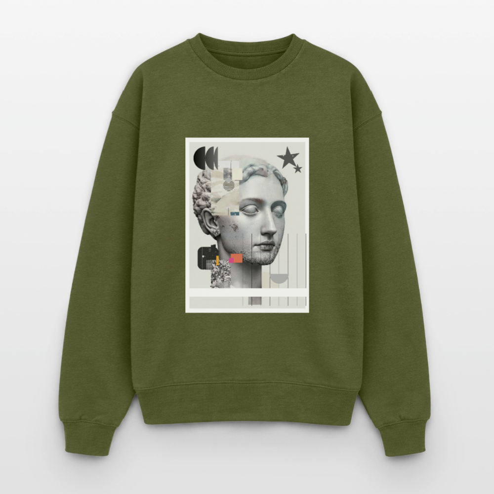 Oversized Heavyweight Unisex Sweatshirt ABSTRACT - khaki