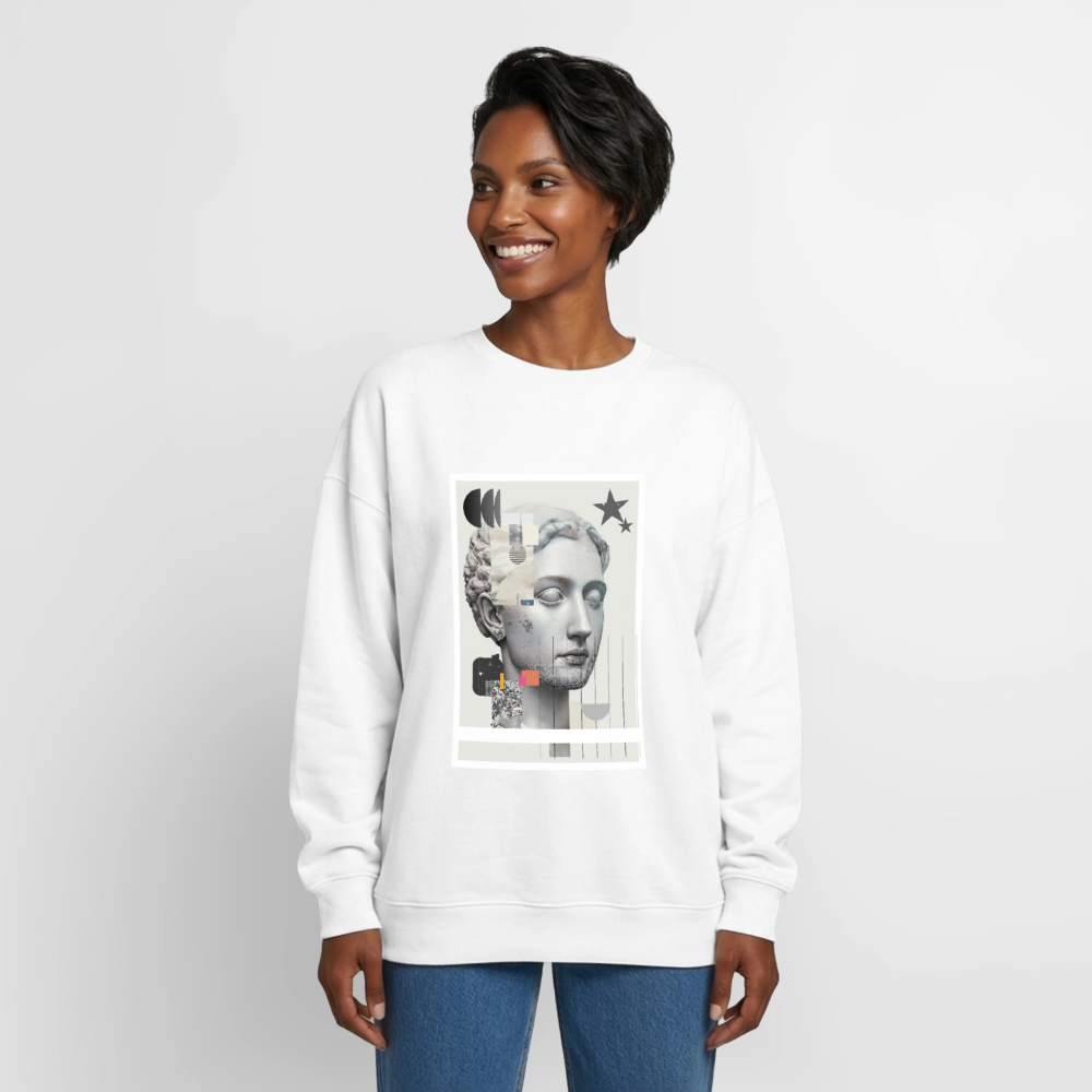 Oversized Heavyweight Unisex Sweatshirt ABSTRACT - white