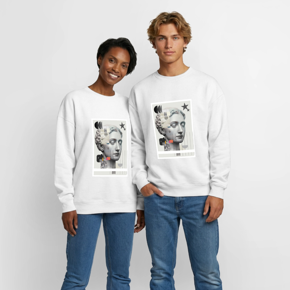 Oversized Heavyweight Unisex Sweatshirt ABSTRACT - white
